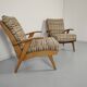 Paire de fauteuils vintage bois tissus 1960s