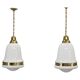 Pair of 1930s Peter Behrens Luzette pendants in opaline glass and brass