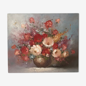 Huile sur toile bouquet de fleurs