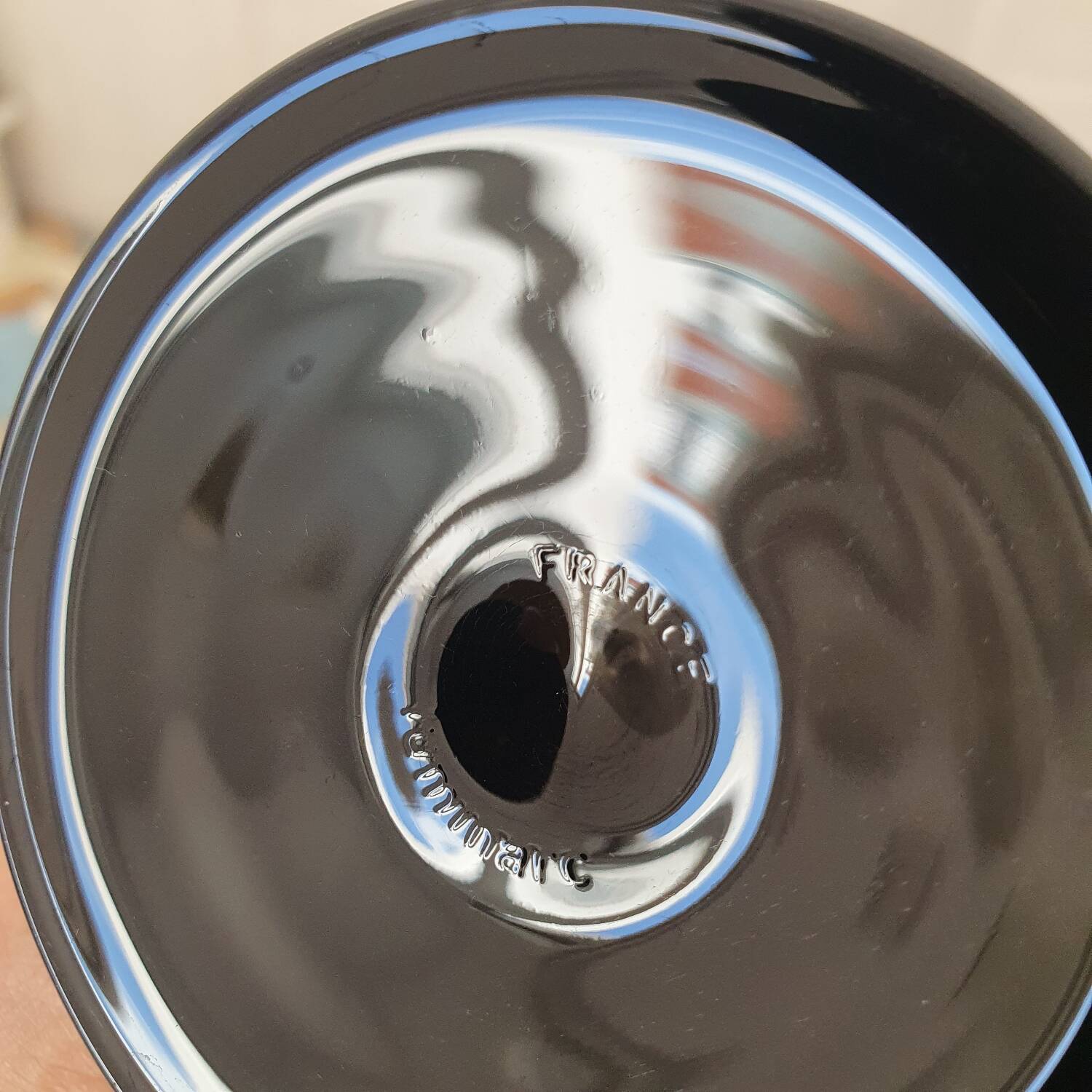 5 Luminarc black stem wine glasses