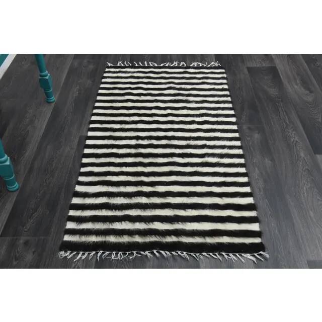 1970s Turkish Hand-Knotted Wool Cotton Beige Kilim Area Rug 80x146