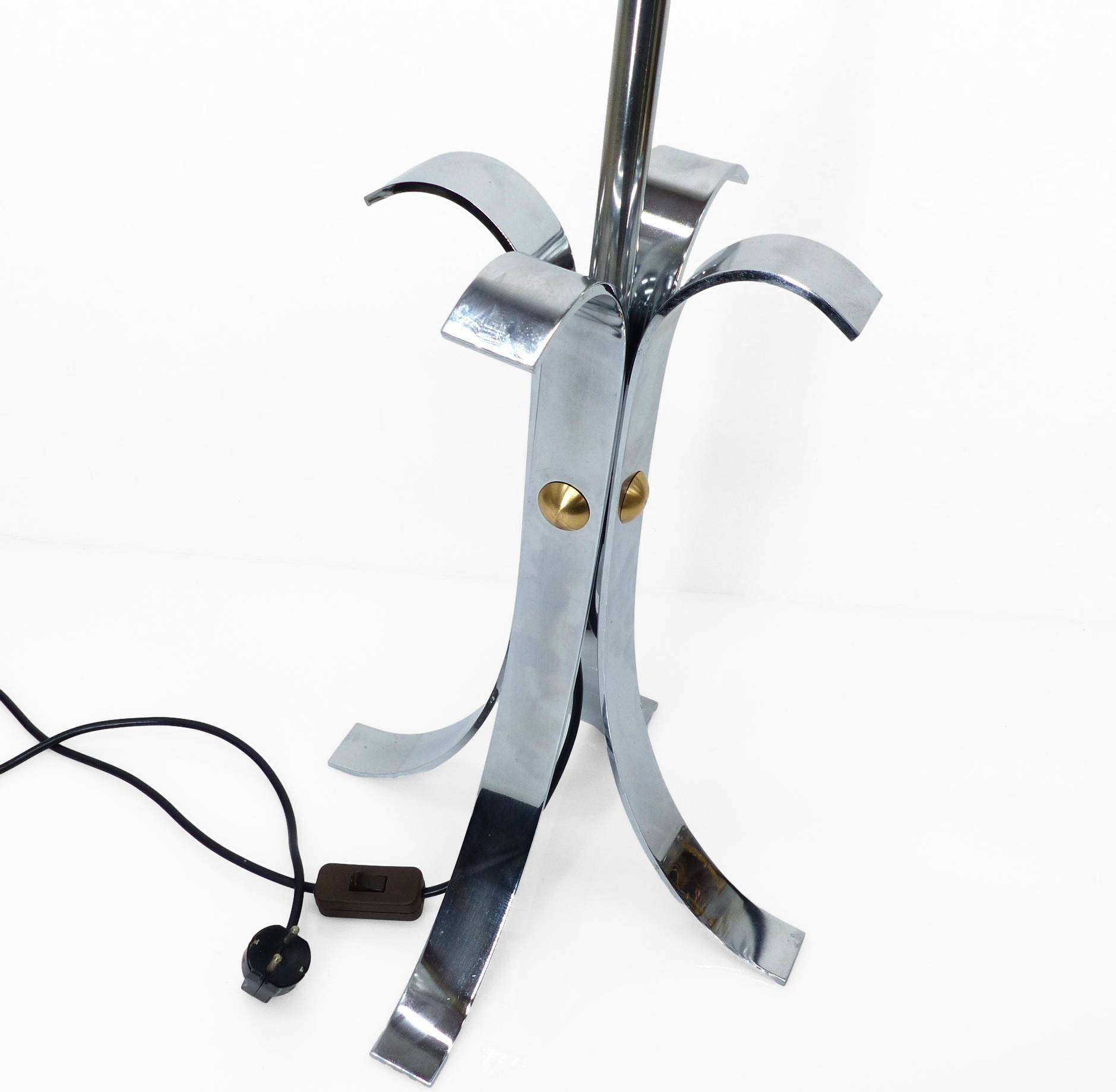 Space Age 1970 chrome steel four-legged lamp base