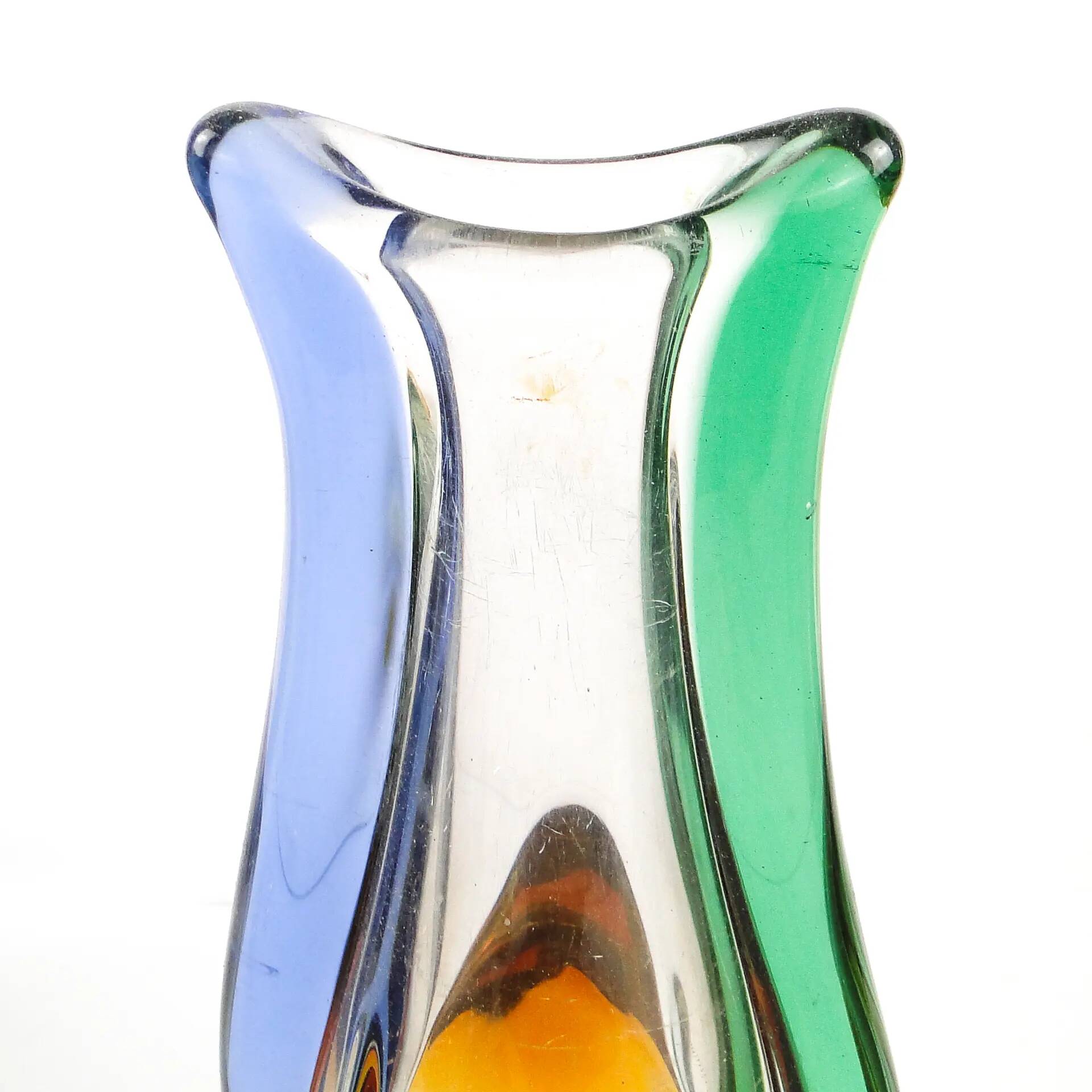 Mid-century modern vase, multicolour glass, designed by H. Mahanovska, Czechoslovakia, 1960s