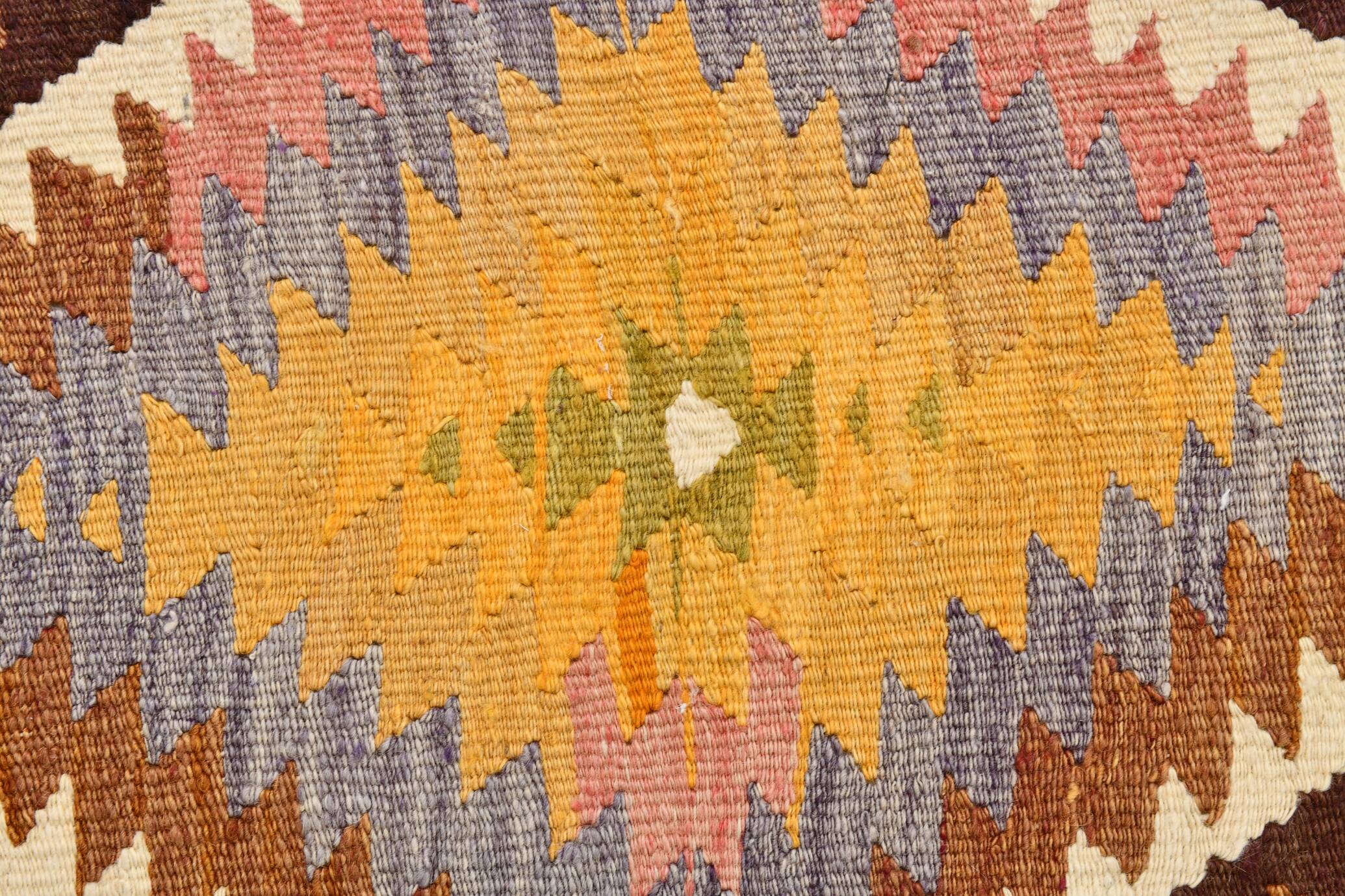 Fade Yellow Long Wide  Vintage Kilim Rug,Geometric Tribal Design,152x296 Cm