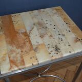 Metal and brass side table and marble tablet