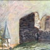 Tableau ancien paysage signé M Cornu des années 1980