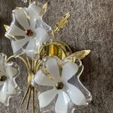 Pair of vintage golden sconces and lucite flowers