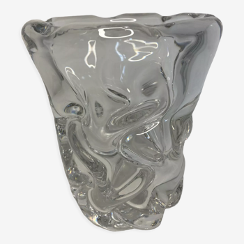 Vase en cristal moulé daum signé vers 1960