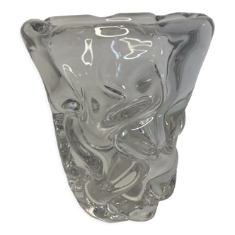 Vase glassware in molded crystal daum signed around 1960