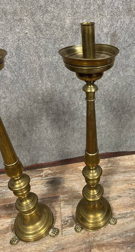 Pair of Italian bronze and brass candlesticks from the late 18th century