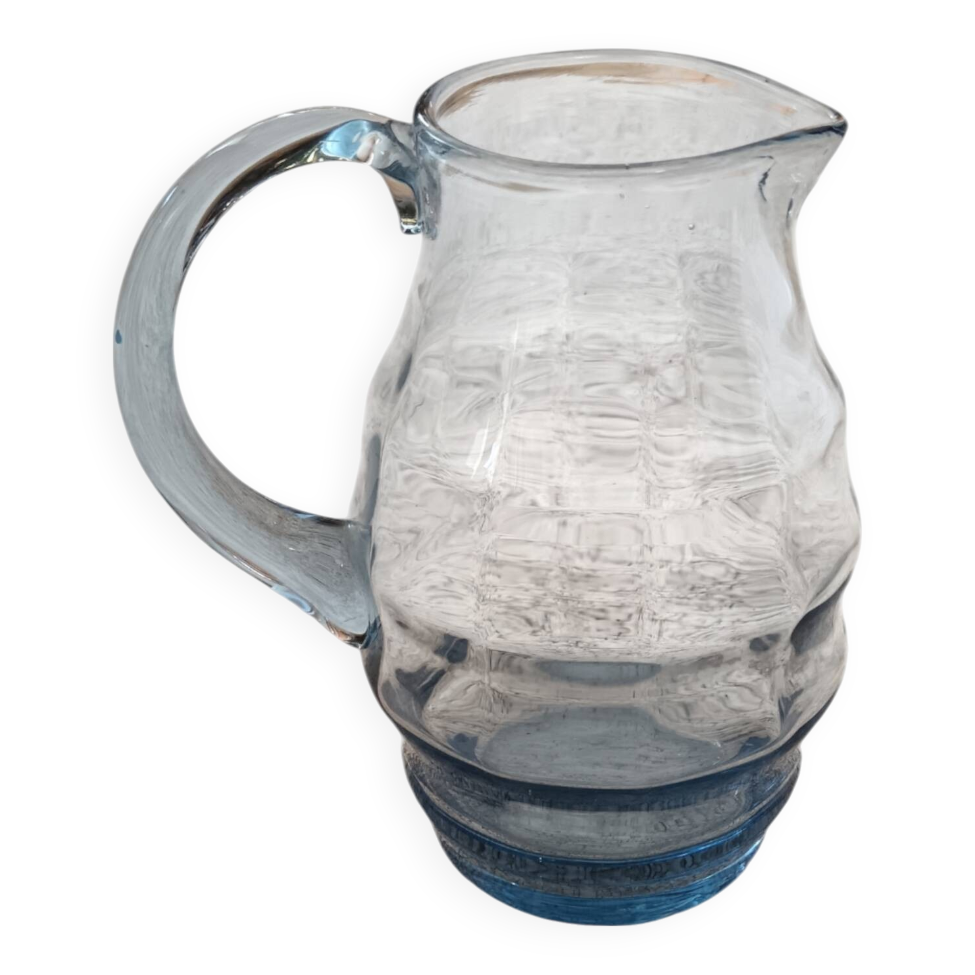 Blue glass pitcher