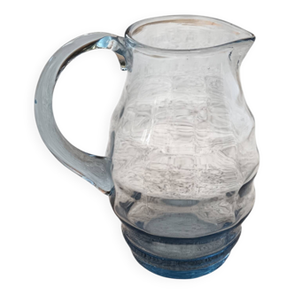 Blue glass pitcher