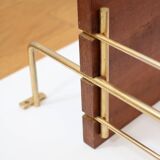 String shelf in teak and gold metal