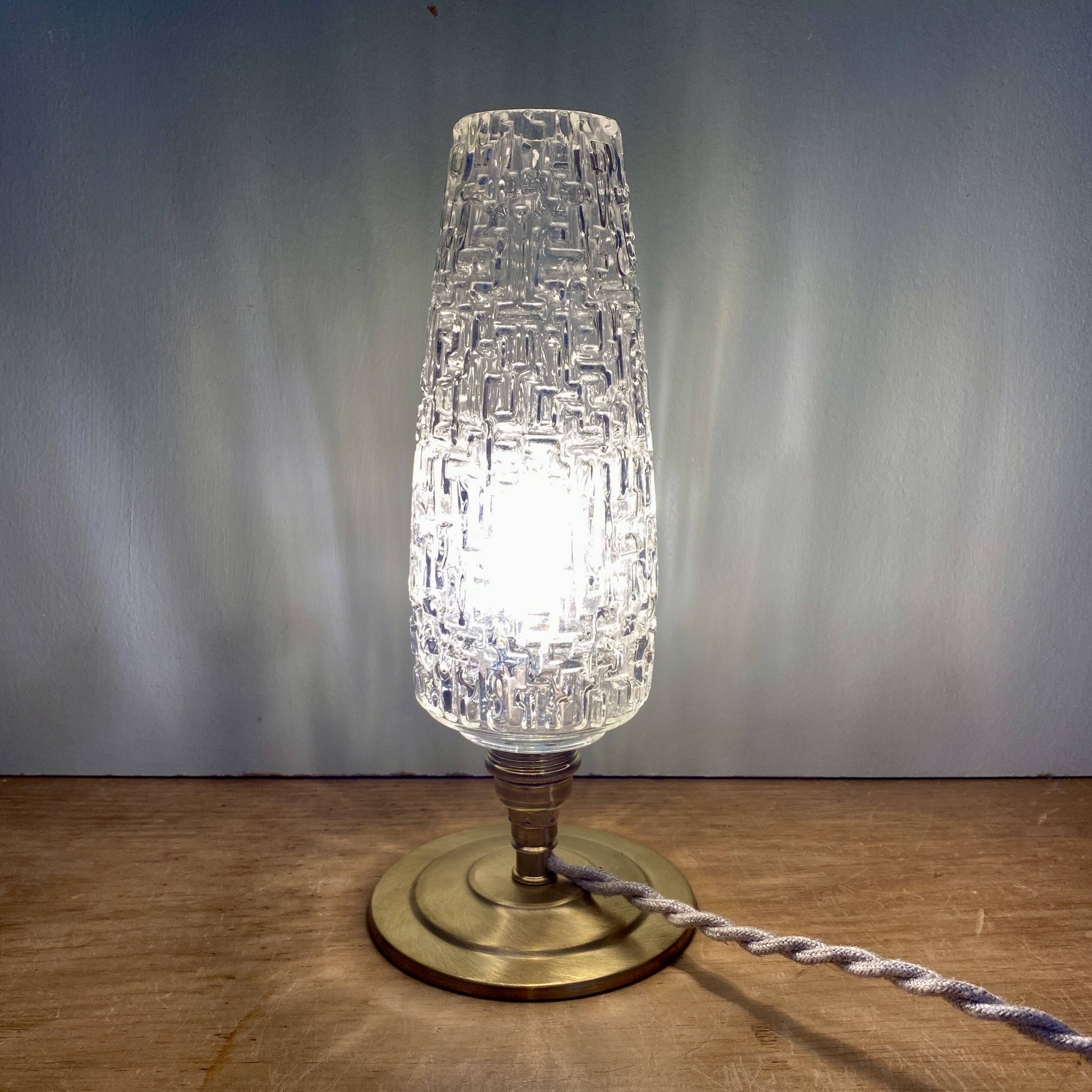 Vintage globe table lamp in molded glass