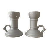 Pair of vintage cellar rat porcelain candlesticks