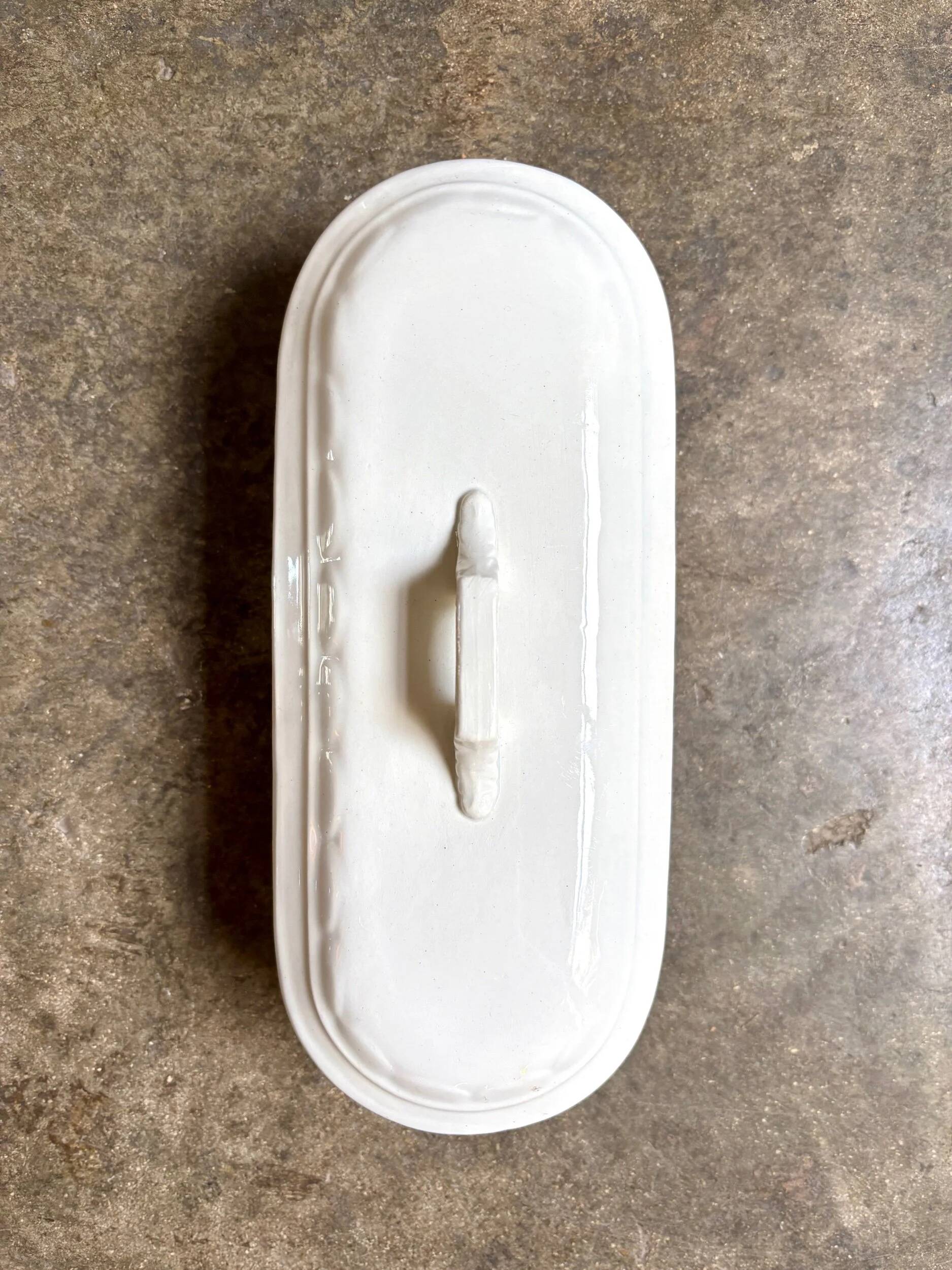Gien comb box in white ironstone