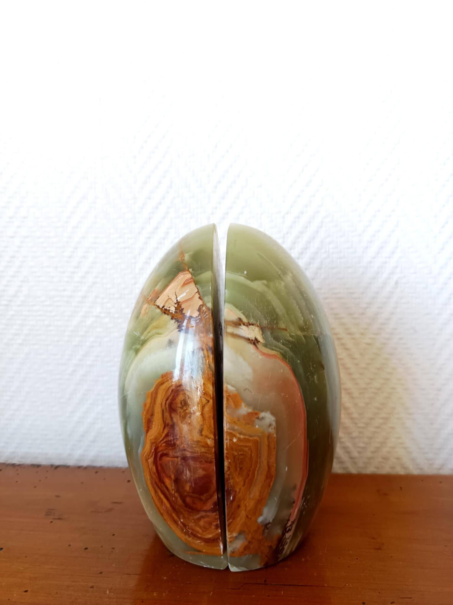 Onyx egg bookends circa 1970