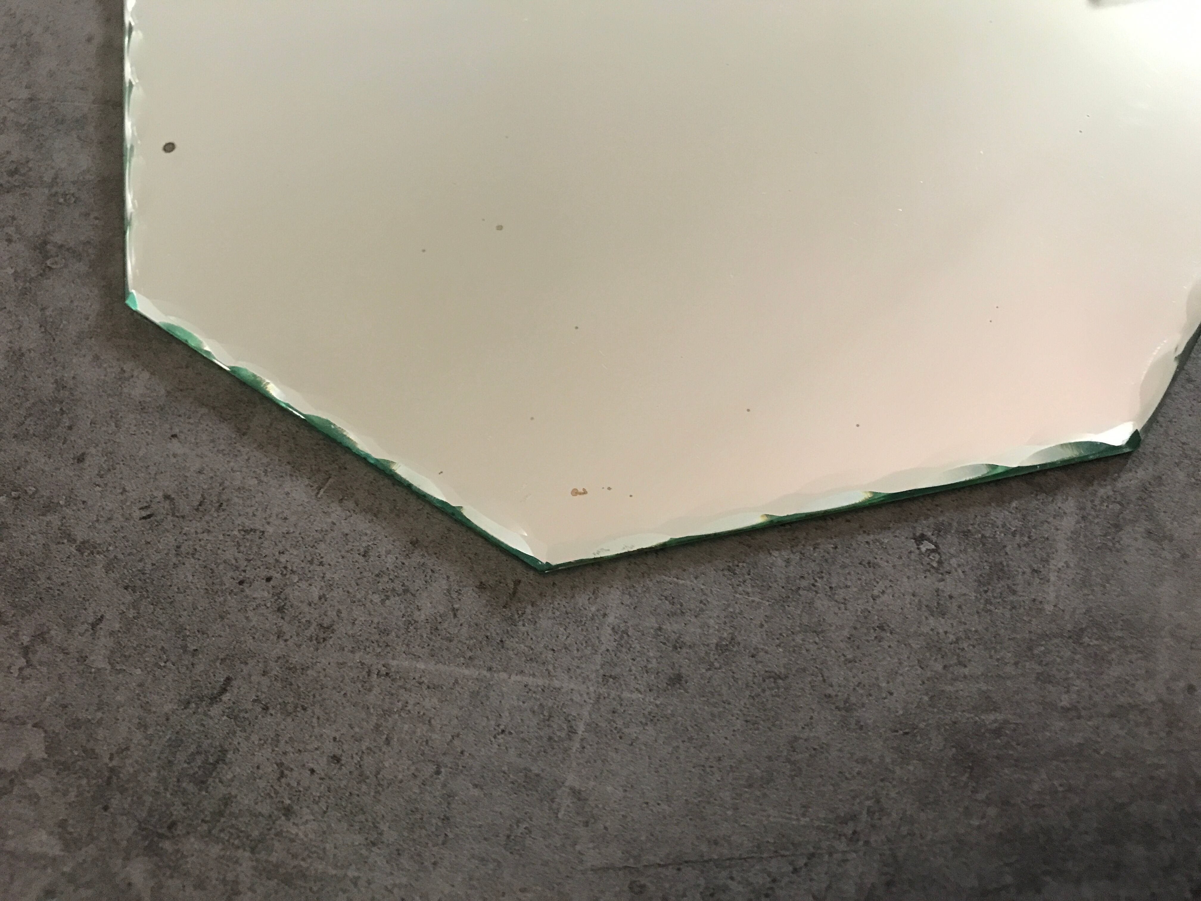 Pair of old underneath bottle tray hexagonal shape mirror 18 cm