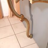 Louis XV style wall lamp console, twentieth century, wood and gilded stucco marble top