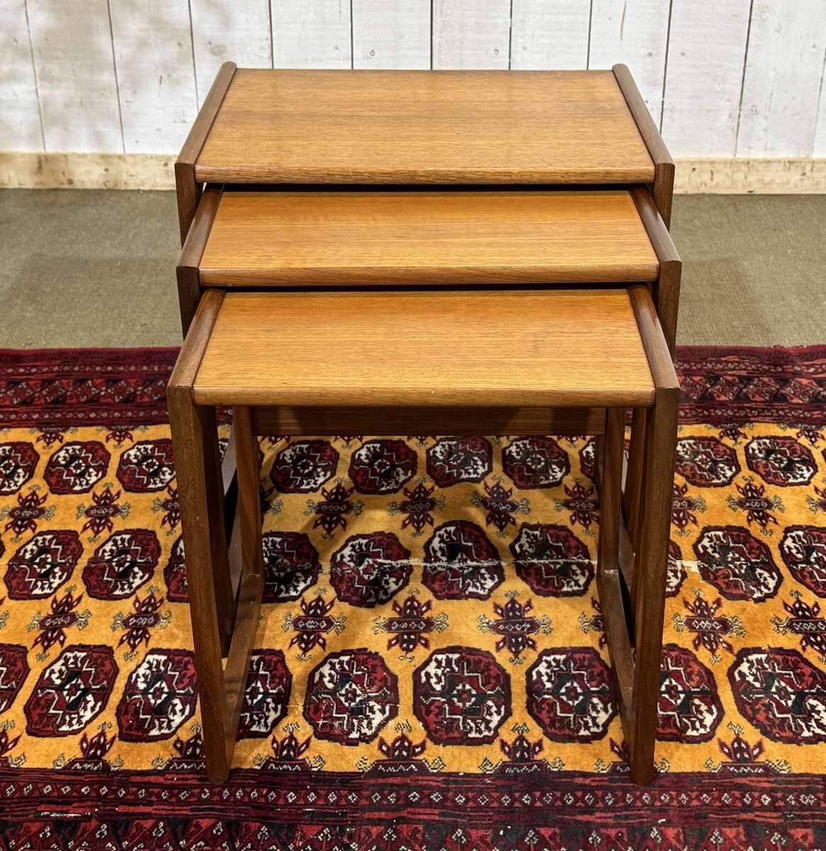 Set of 3 English nesting tables by the brand Gplan from the 1970s in
