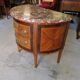 Chest of drawers half moon in marquetry 2 drawers marble top late nineteenth century