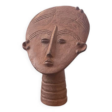 Tête Ashanti en terre cuite (Ghana)