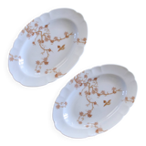 Pair of antique Limoges Haviland porcelain relish dishes with bird decoration