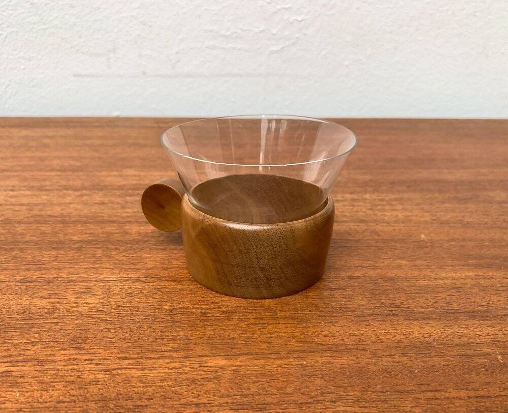 Mid-century wooden tea glasses, 1960s, set of 5