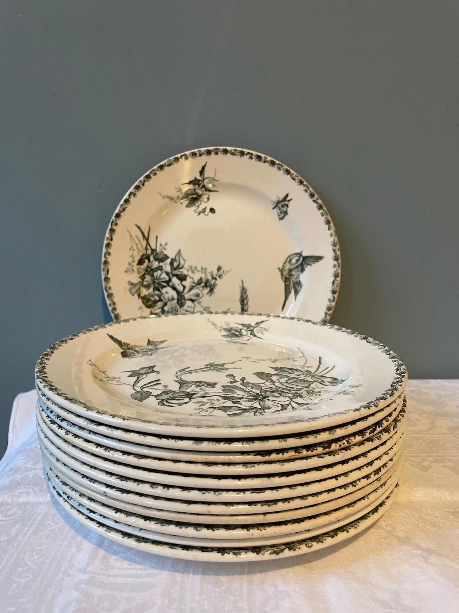 Set of 12 Terre de Fer dessert plates Grand Dépôt E.Bourgeois
