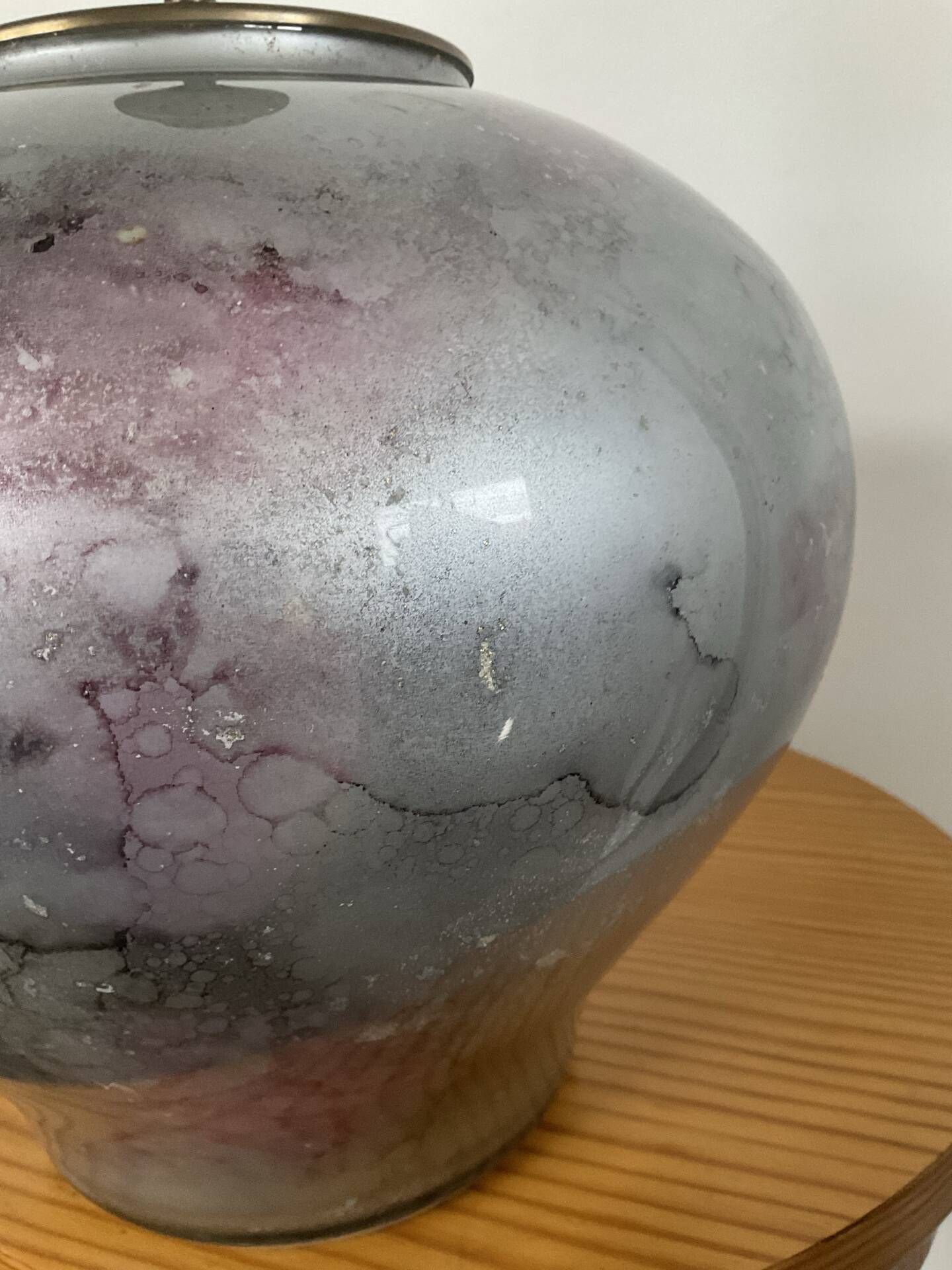 Unique lamp base Laque Line in eglomisé glass from the 70s-80s.