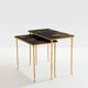 Bronze-gilded foliage side tables, Chinese lacquer, Maison Baguès, 1950.