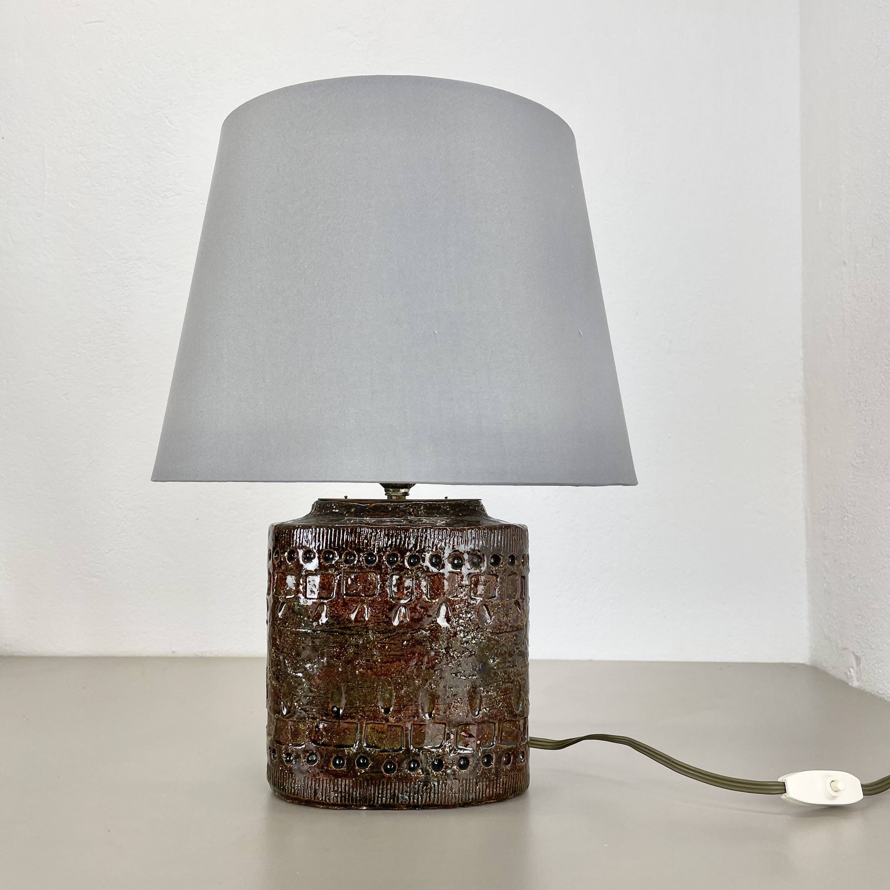 Large 25cm Abstract Ceramic Table Lamp with Pattern attributed to Bitossi, Italy, 1970s