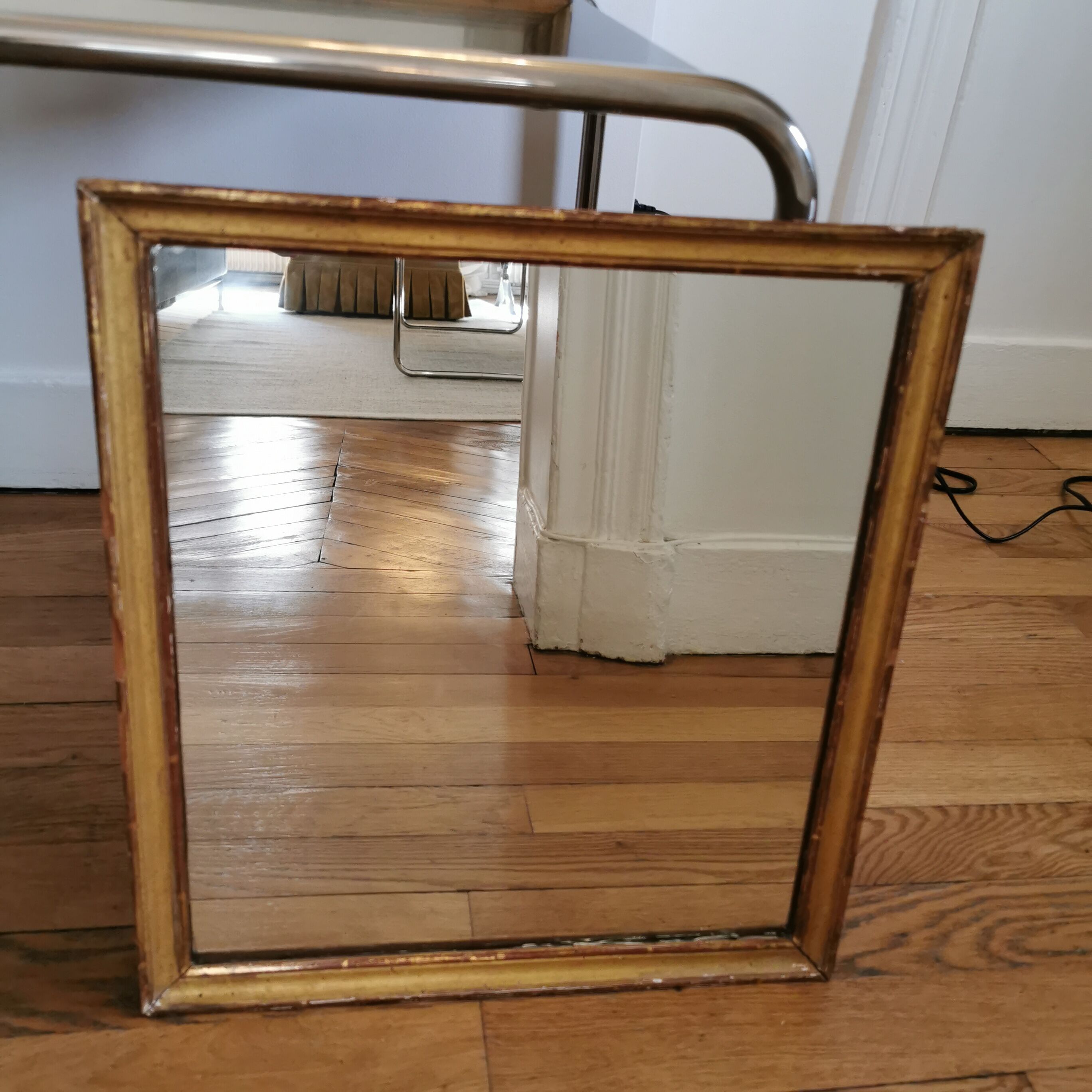 Golden mirror with gold leaf - 40x36cm