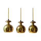 Set of three Vintage Golden Bell Scandi-Lamp Pendant Lamps 1960's Denmark