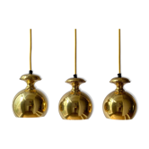 Set of three Vintage Golden Bell Scandi-Lamp Pendant Lamps 1960's Denmark