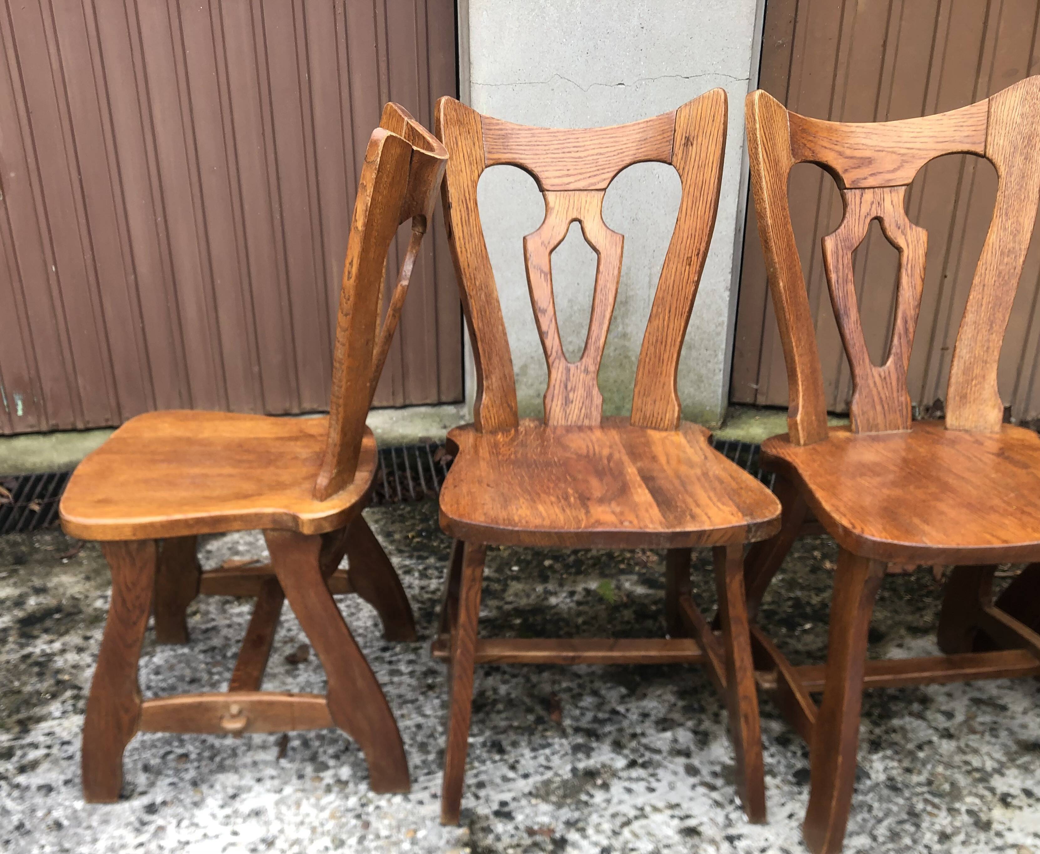 Vintage Brutalist Alsatian Bistro Chairs