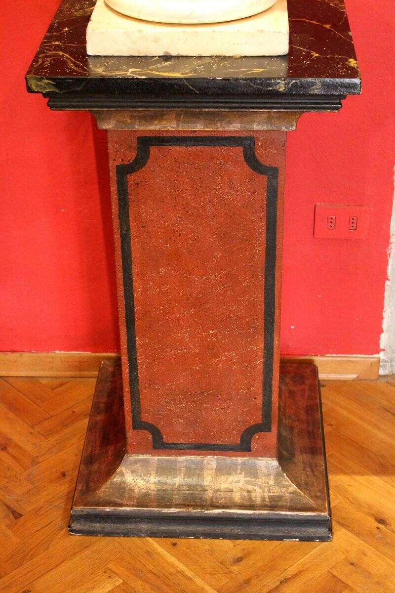 19th Century Italian Faux Marble Lacquer Architectural Pedestals or Columns, Set of 2