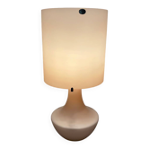 Large pink opaline glass table lamp Bohemia Crystalex vintage 1970s