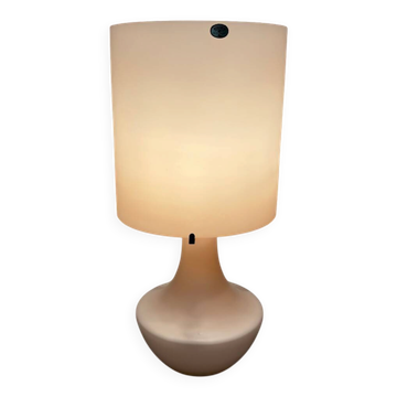 Large pink opaline glass table lamp Bohemia Crystalex vintage 1970s