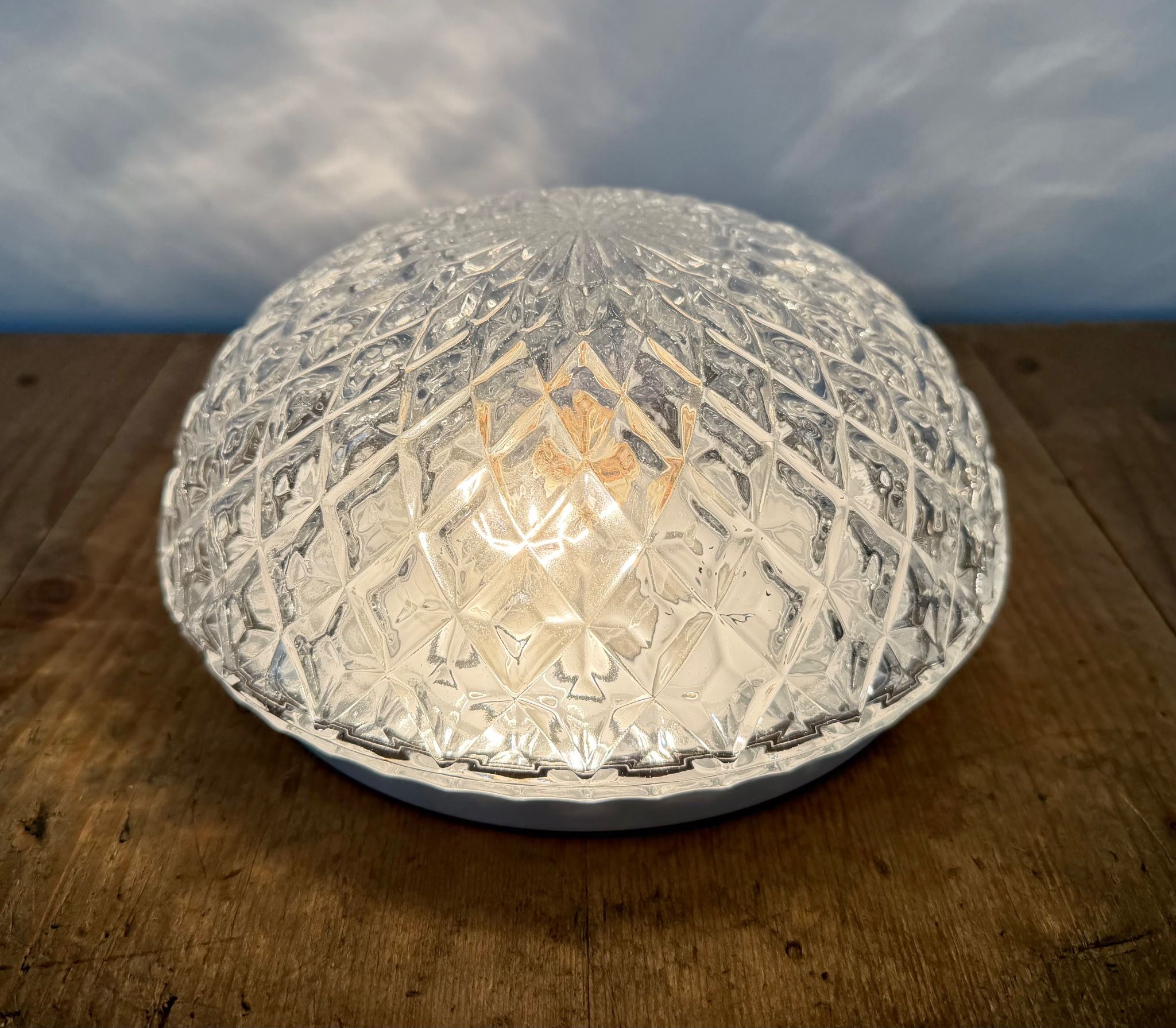 Vintage Glass Wall or Ceiling Light, 1970s