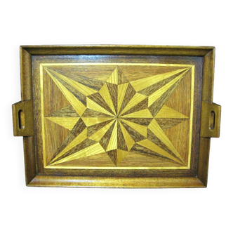 Serving tray in wood marquetry. circa 1930. art deco.