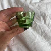Lot of 6 vintage green glass egg cups from the 1970s.