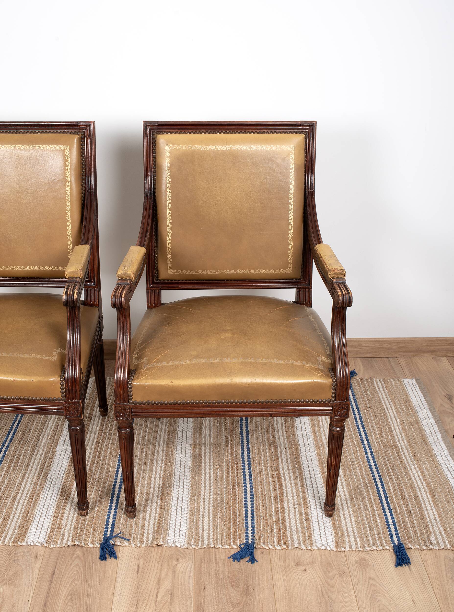 Pair of Louis XVI office armchairs