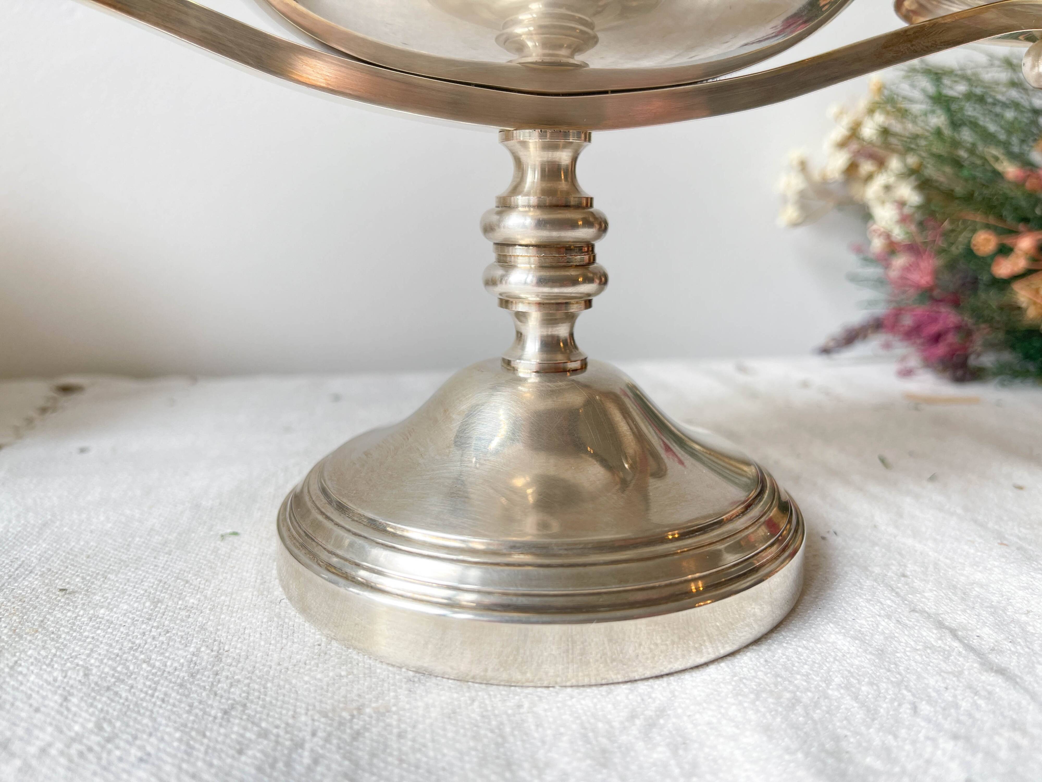 Candlestick spikes flowers silver metal goldsmith from France