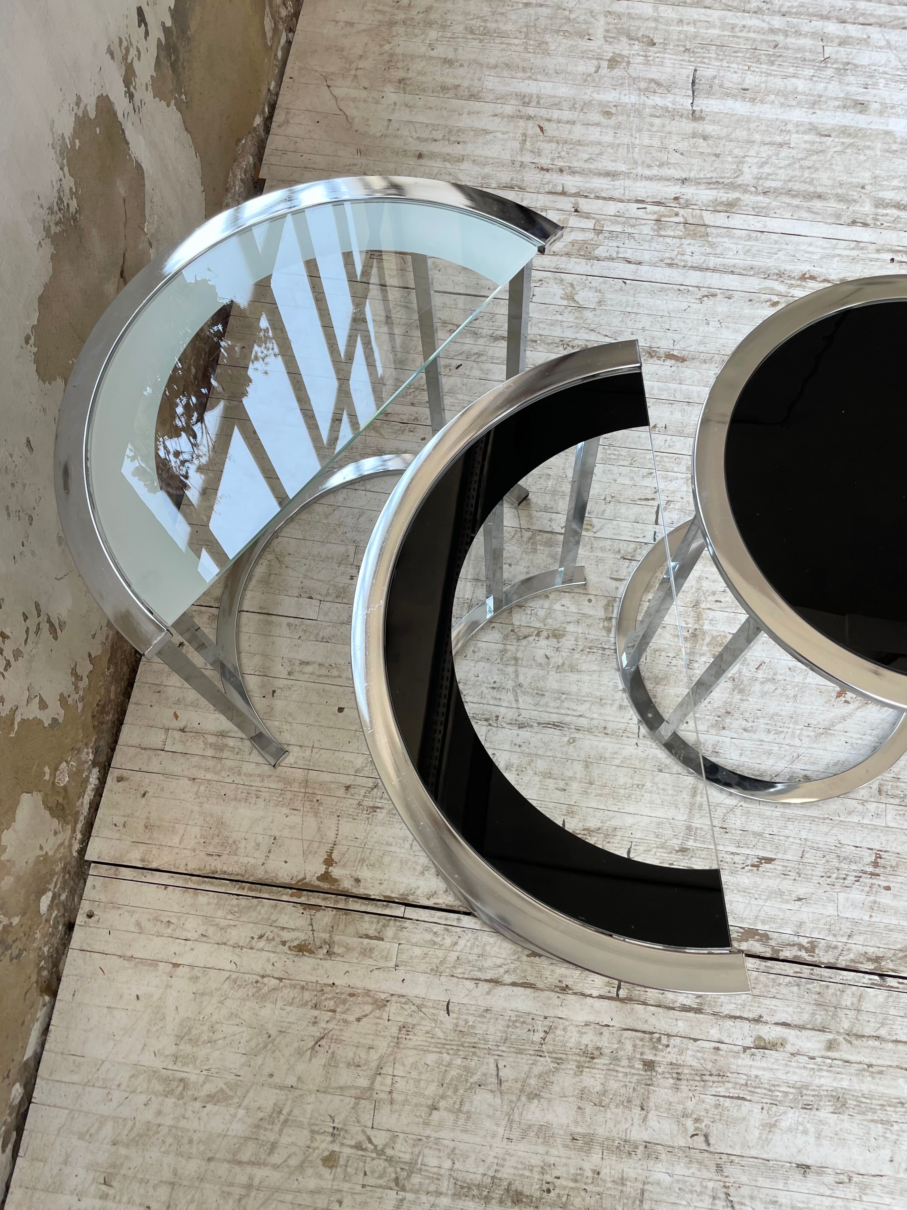 Trio of 70s chrome consoles