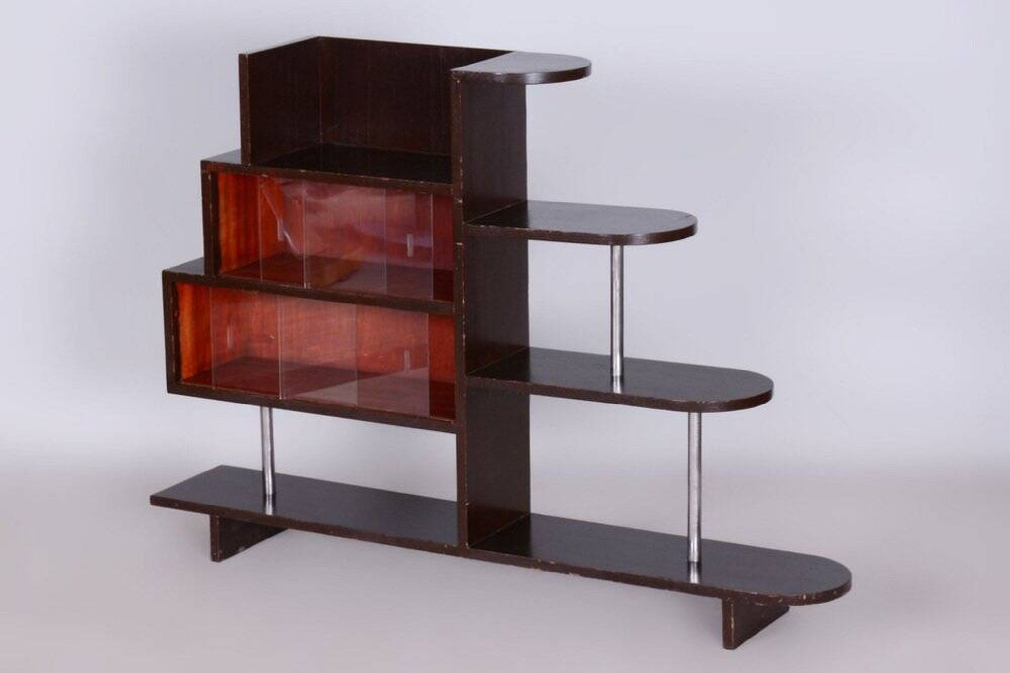 Art Deco Étagère in Oak & Chromed Steel, 1930s