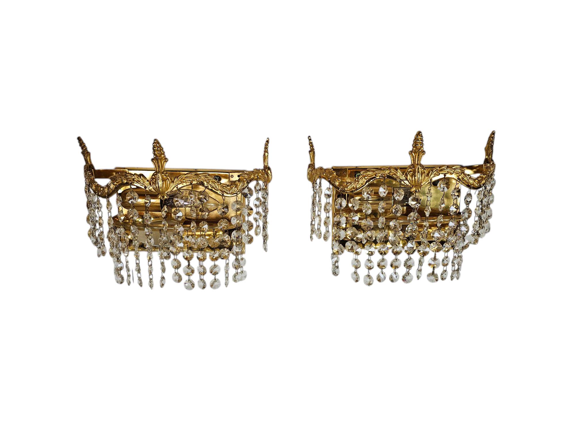 2 Strass wall lamps- gilded- 60's
