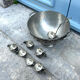 French pewter punch bowl set with 10 cups and ladle – grapevine Etain