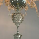 Venetian lustre in Murano glass transparent 10 arms of light on two levels