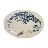 Oval serving dish in Gien earthenware model Bouquet, terre de fer